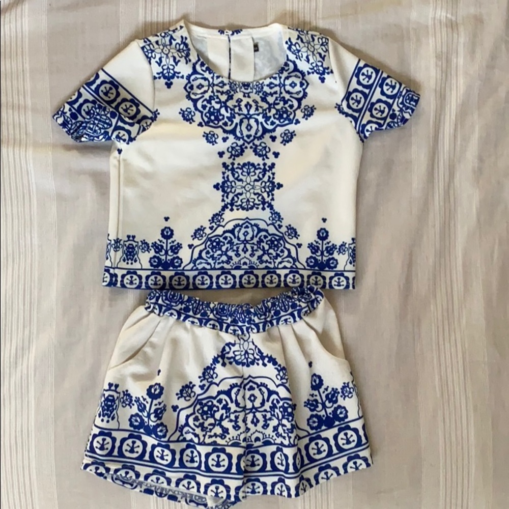 SheIn 2-Piece Set (Blue & White)